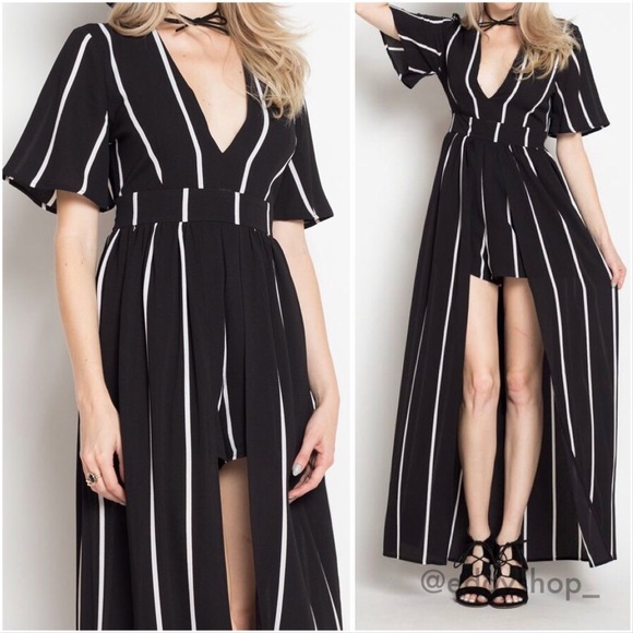 Striped Maxi Romper - Picture 4 of 5